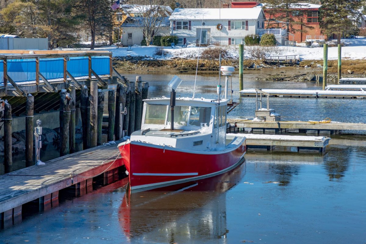 Kennebunkport, Maine featuring a boat in winter
